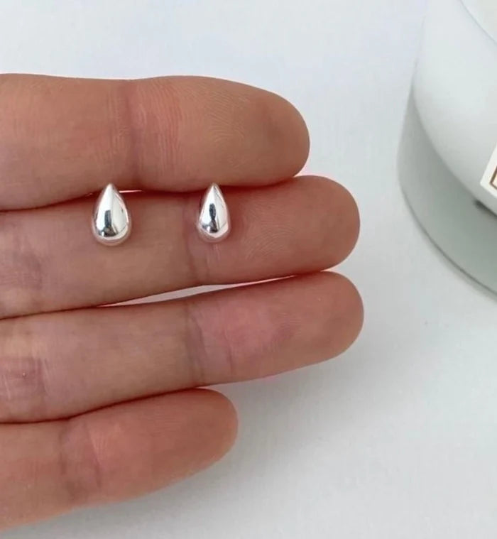 Sterling Silver Water Droplets Ear Studs
