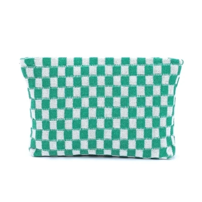 Cute Vintage Style Plaid Knit Dumpling Shape Makeup Bags
