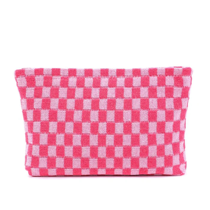 Cute Vintage Style Plaid Knit Dumpling Shape Makeup Bags