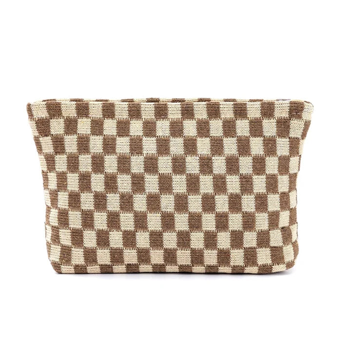 Cute Vintage Style Plaid Knit Dumpling Shape Makeup Bags