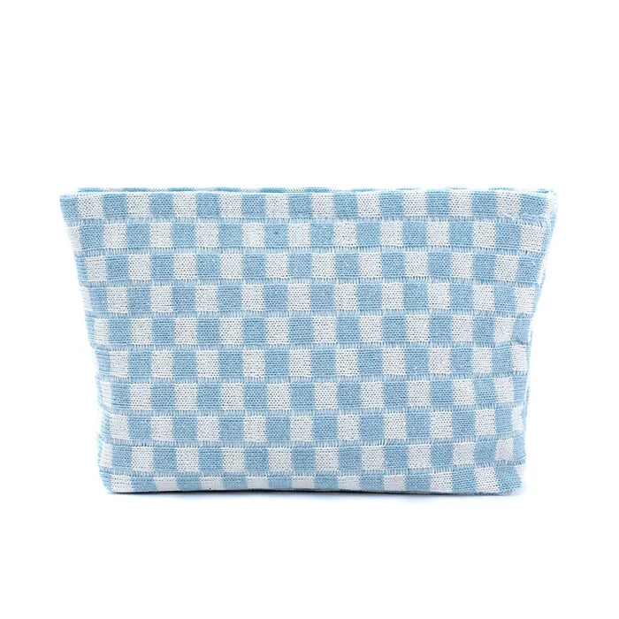 Cute Vintage Style Plaid Knit Dumpling Shape Makeup Bags
