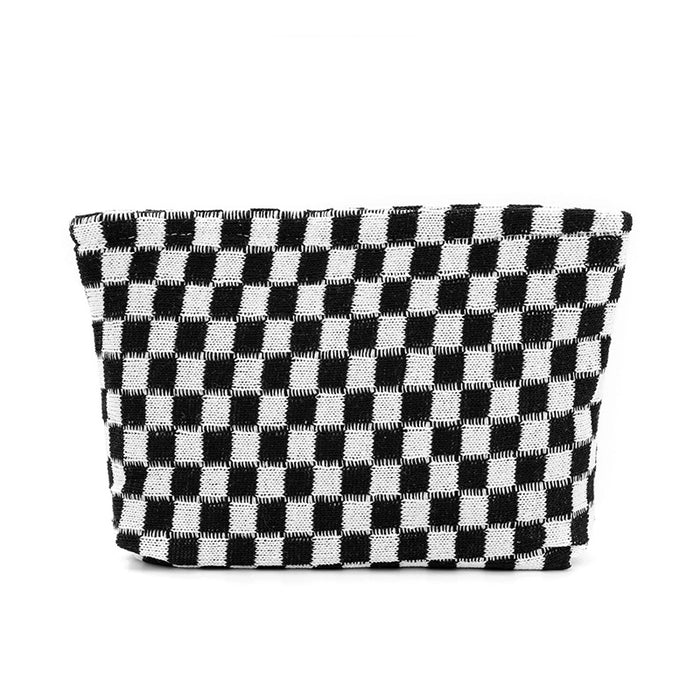 Cute Vintage Style Plaid Knit Dumpling Shape Makeup Bags