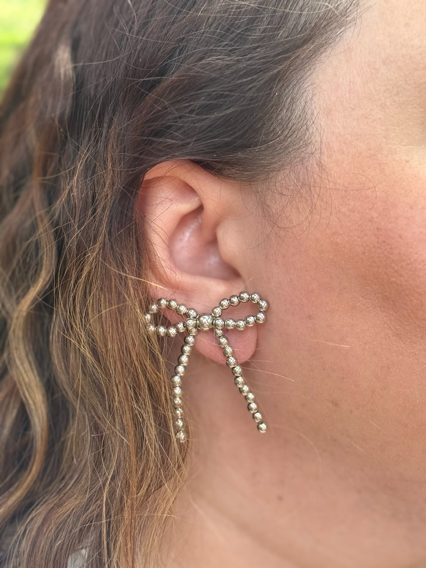 Bow Knot Beaded Plating Artificial Pearl Alloy Ear Studs