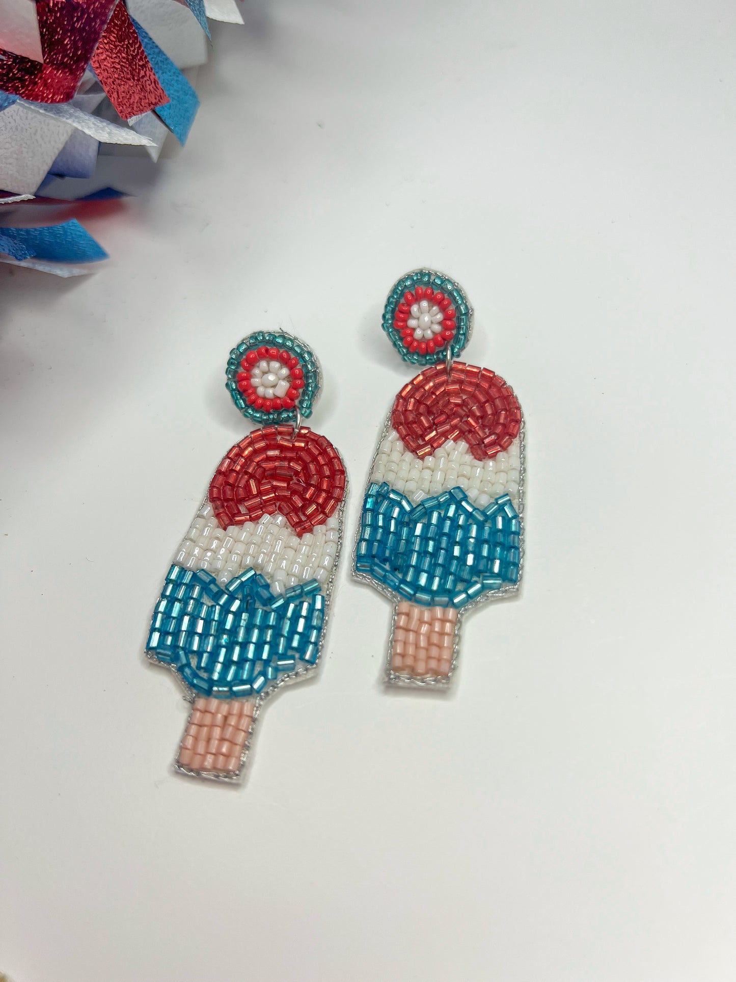 Bomb Pop Beaded Earrings