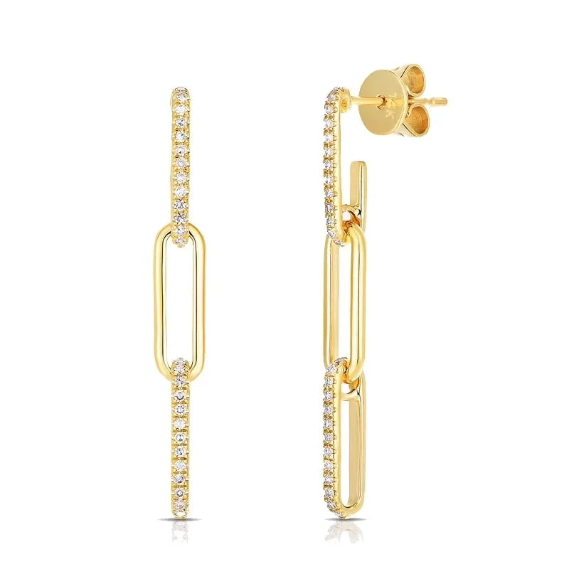 Long Chain Tassel Pendant Copper Inlaid Zircon Earrings