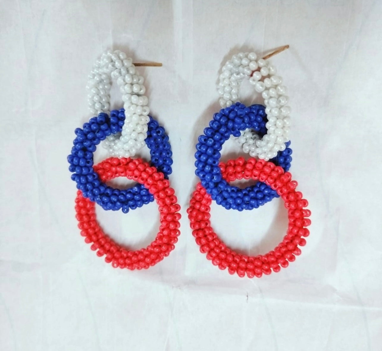 Red, White and Blue Chain Link Earrings