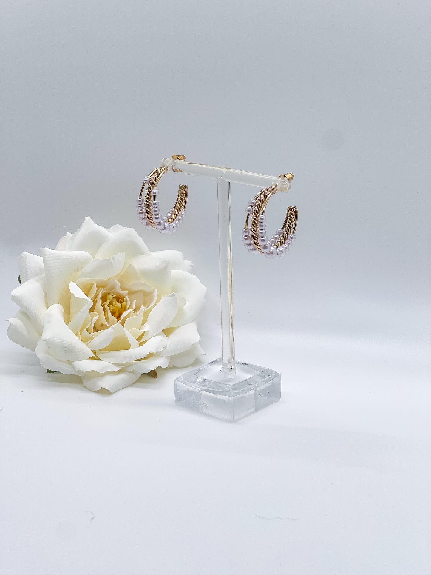 Three Hoop Gold and Pearl