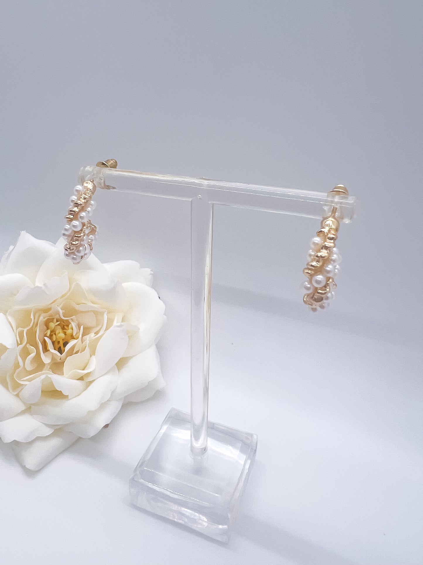 Pearl and Gold Hoops