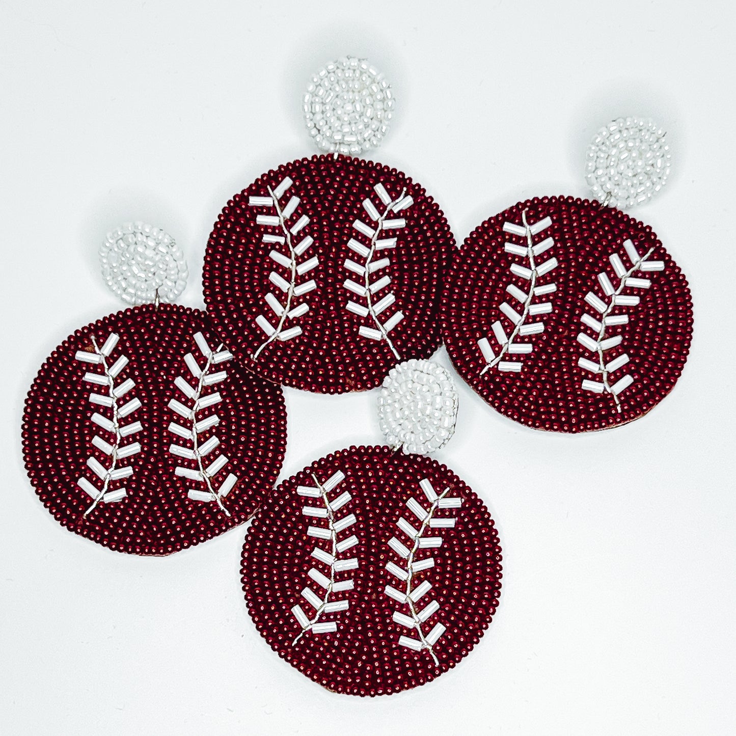 Baseball Beaded Earrings