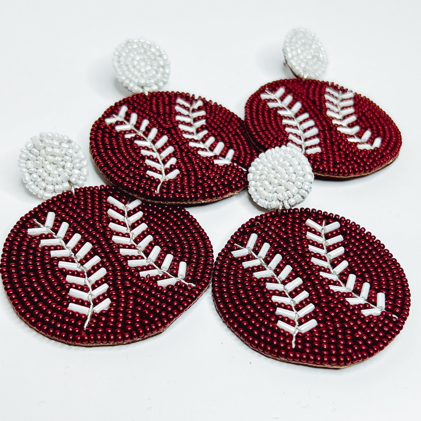 Baseball Beaded Earrings