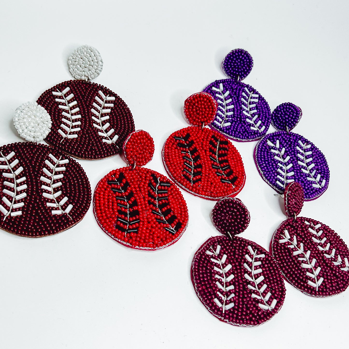 Baseball Beaded Earrings