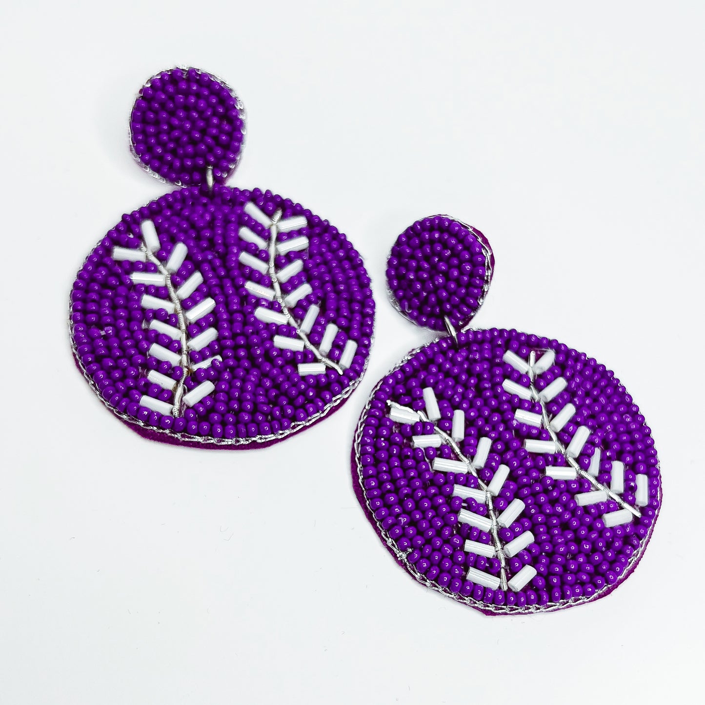 Baseball Beaded Earrings