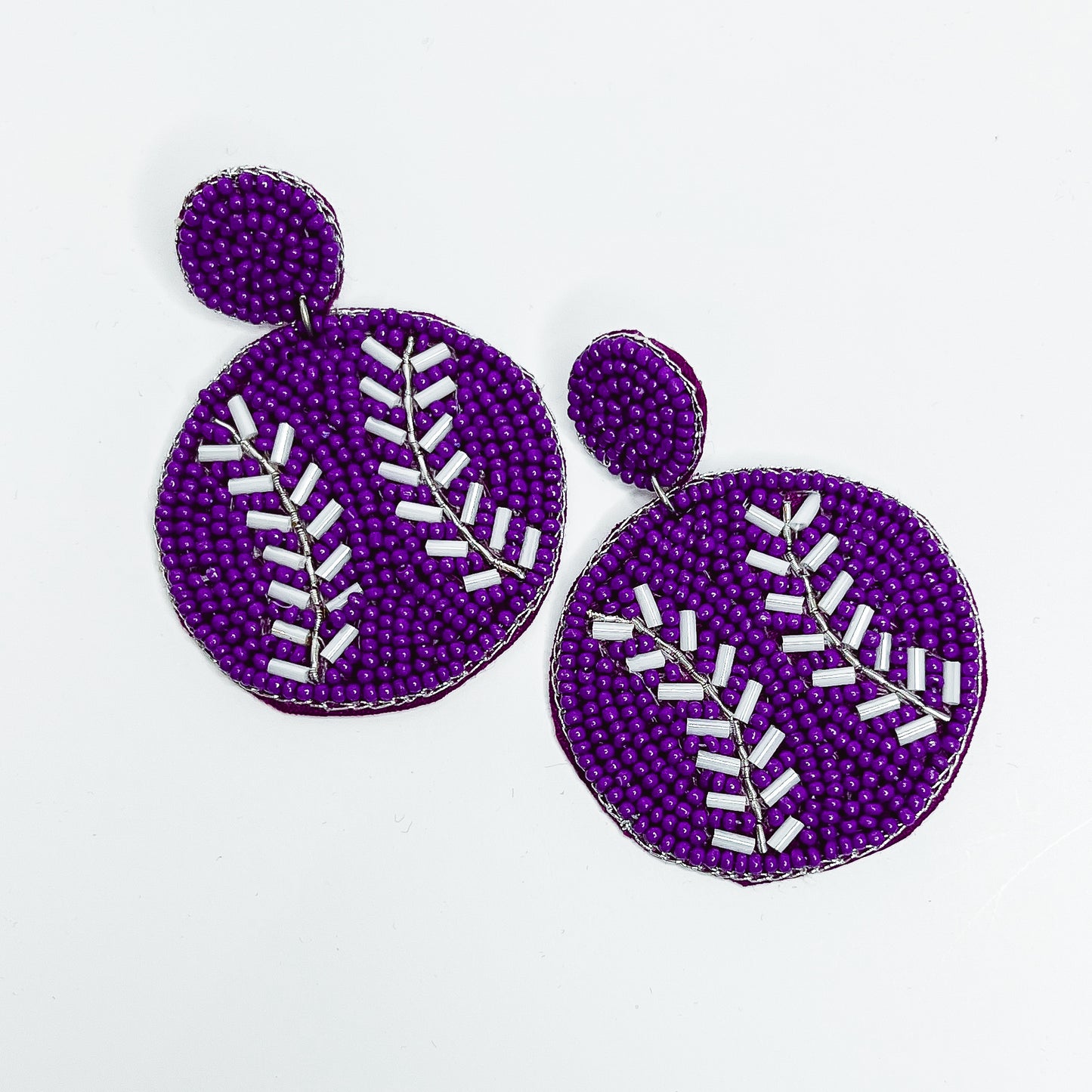 Baseball Beaded Earrings