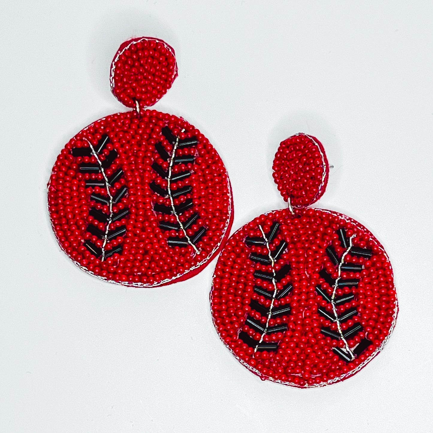 Baseball Beaded Earrings