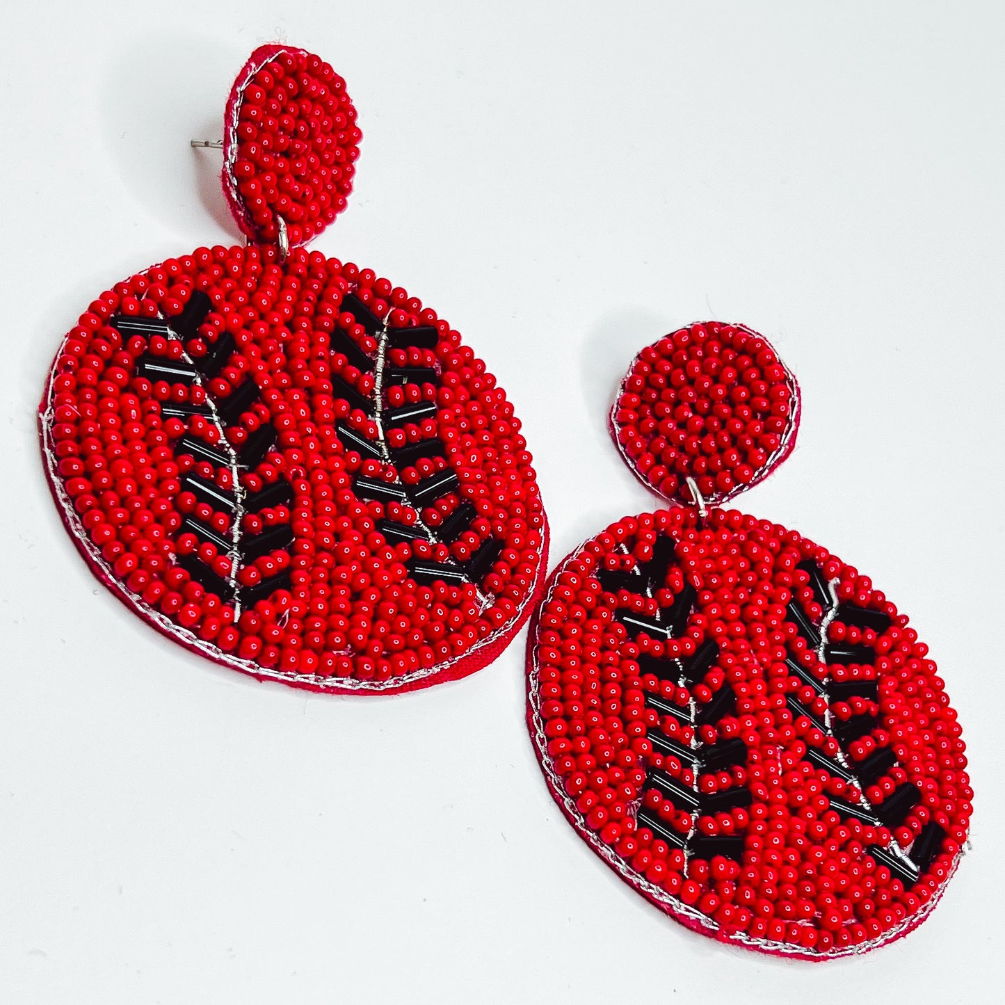 Baseball Beaded Earrings