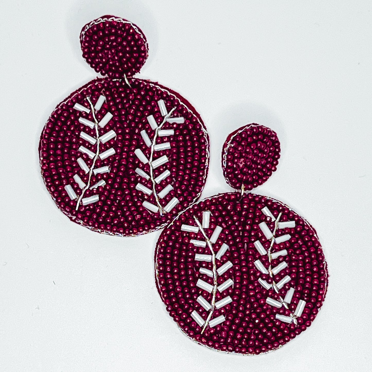 Baseball Beaded Earrings