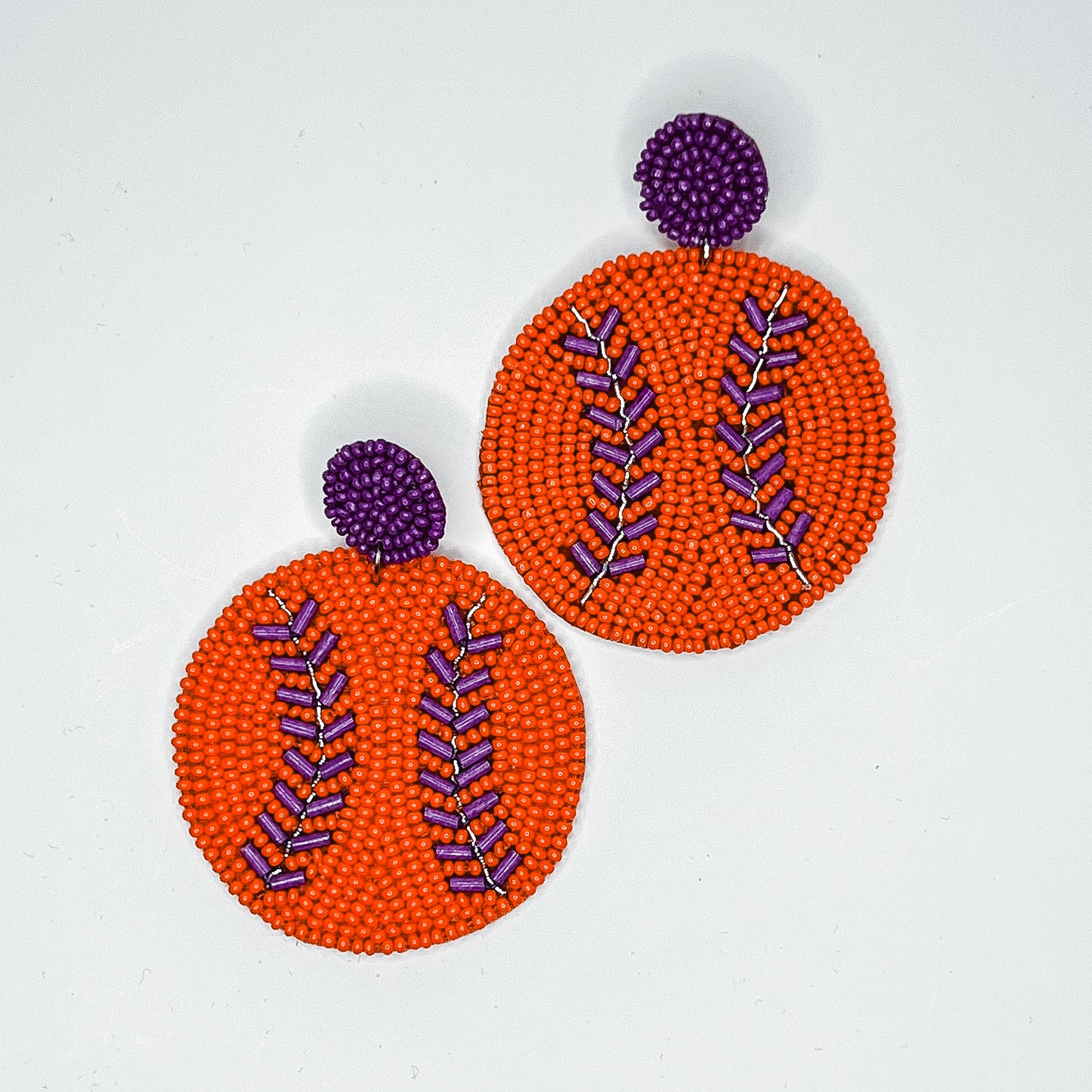 Baseball Beaded Earrings