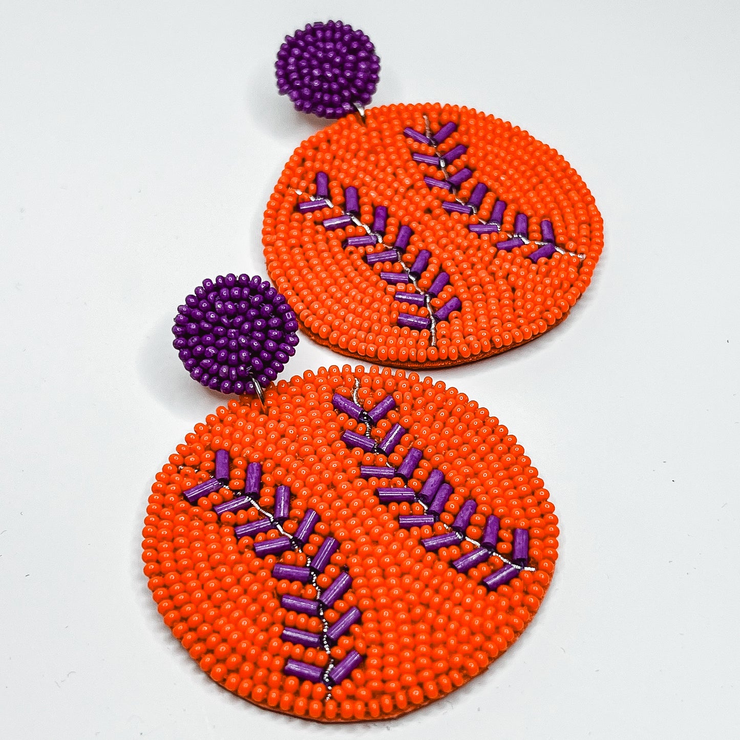 Baseball Beaded Earrings