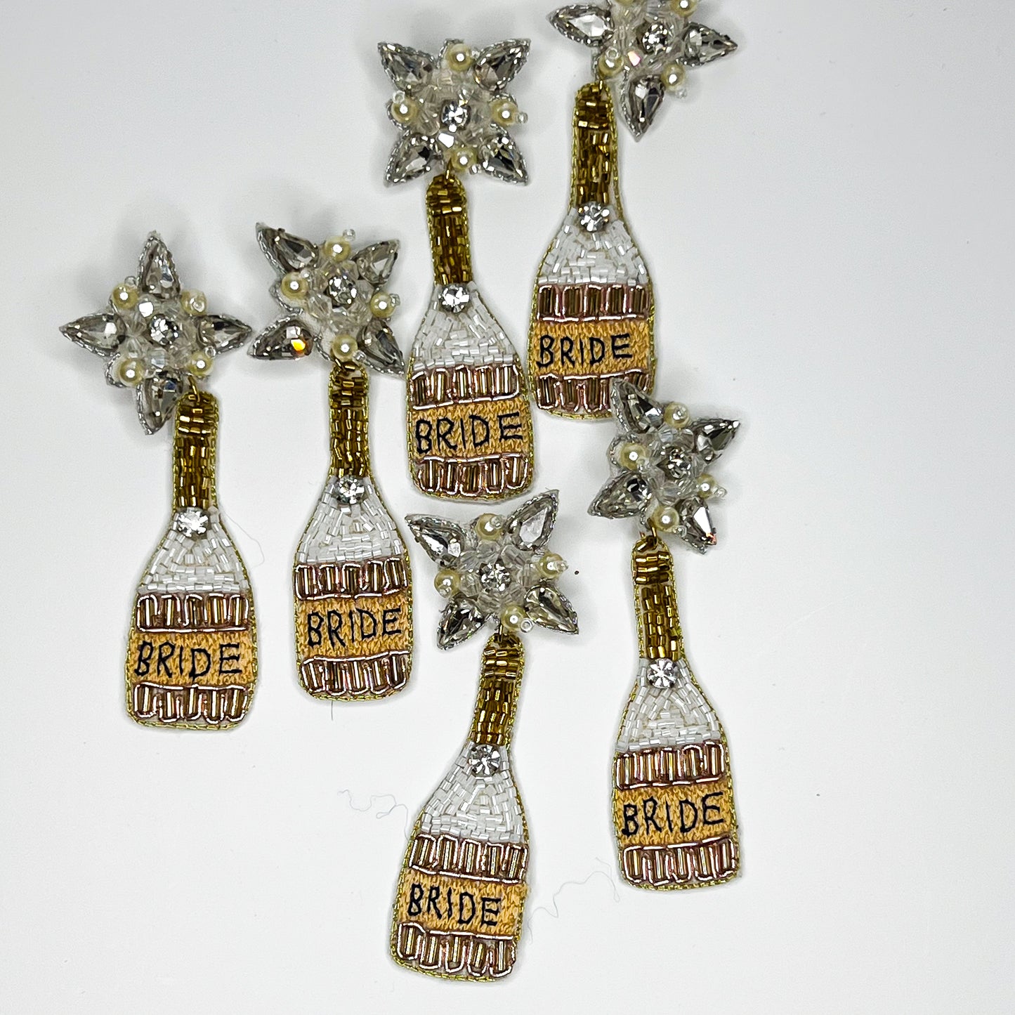 Bride Champagne Bottle Earrings