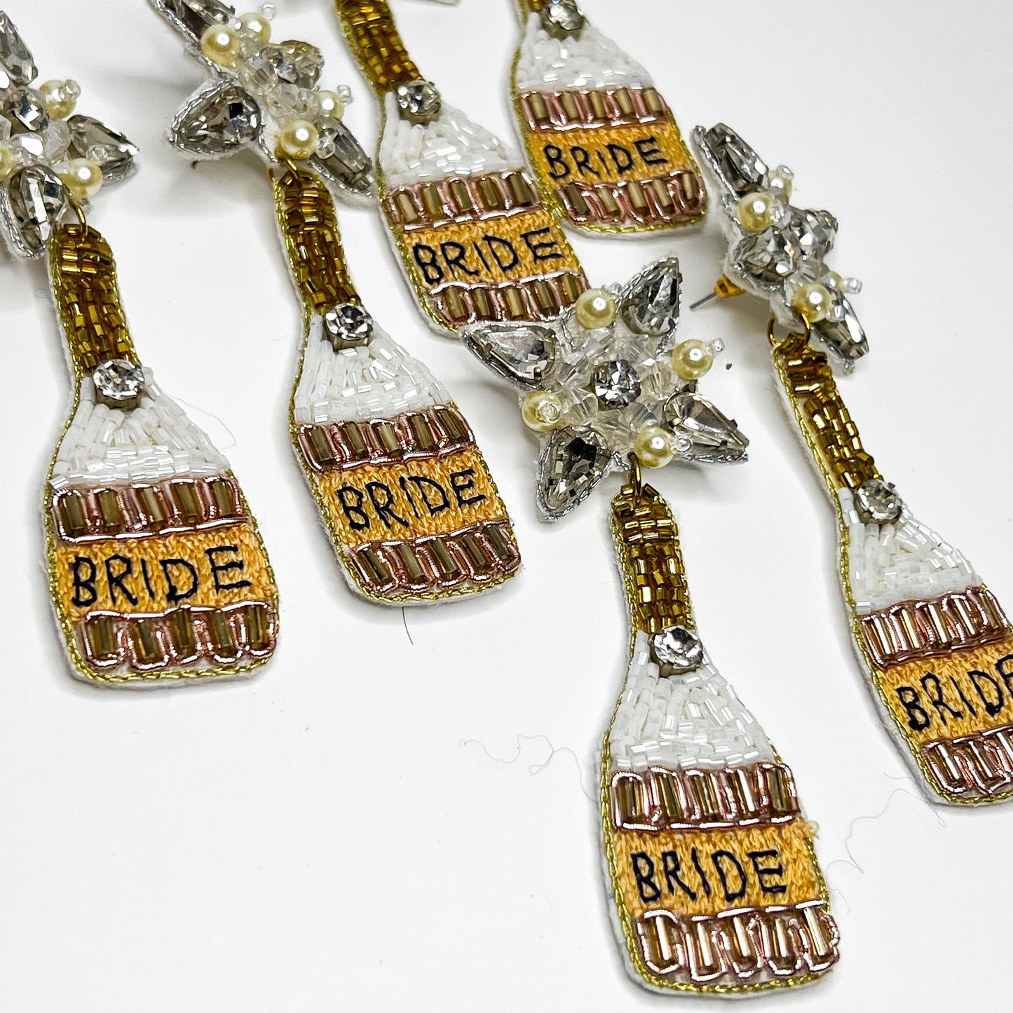Bride Champagne Bottle Earrings