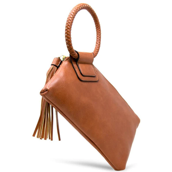 Soft Vegan Leather Wristlet/Clutch With Tassel