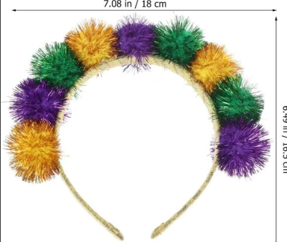Mardi Gras Tinsel Pom Headband