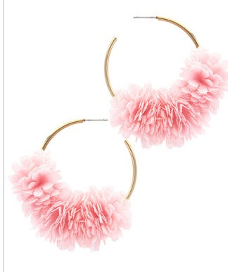 Chiffon 3 Flower Layered Hoops