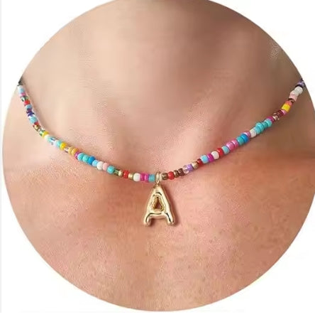 Beaded Bubble Letter Necklace
