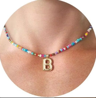 Beaded Bubble Letter Necklace