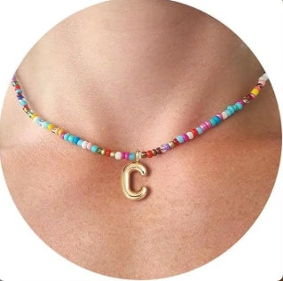 Beaded Bubble Letter Necklace