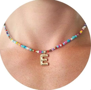 Beaded Bubble Letter Necklace
