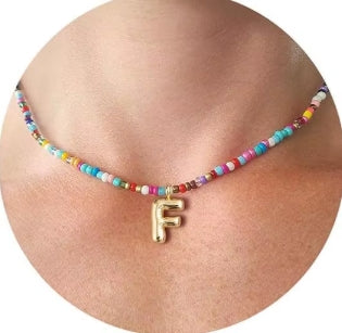 Beaded Bubble Letter Necklace