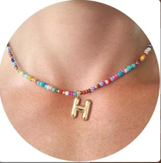 Beaded Bubble Letter Necklace