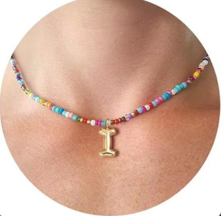 Beaded Bubble Letter Necklace