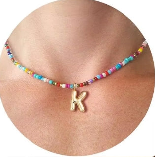 Beaded Bubble Letter Necklace