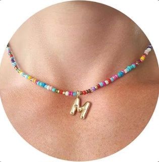 Beaded Bubble Letter Necklace