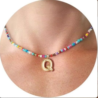 Beaded Bubble Letter Necklace