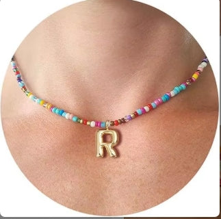 Beaded Bubble Letter Necklace