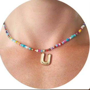 Beaded Bubble Letter Necklace