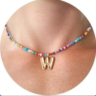 Beaded Bubble Letter Necklace