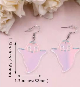 Ghost Iridescent Halloween Acrylic Earrings