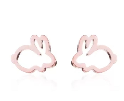 Small Rabbit Hoop Stud Earrings