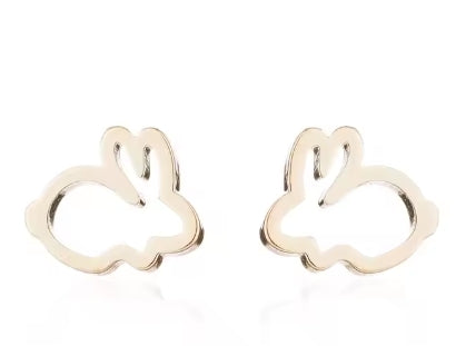 Small Rabbit Hoop Stud Earrings