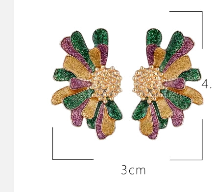 Mardi Gras Flower Earrings