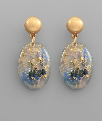 Flower Resin Oval Earrings
