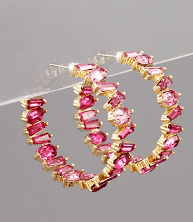 Rectangle Bead Open Hoops