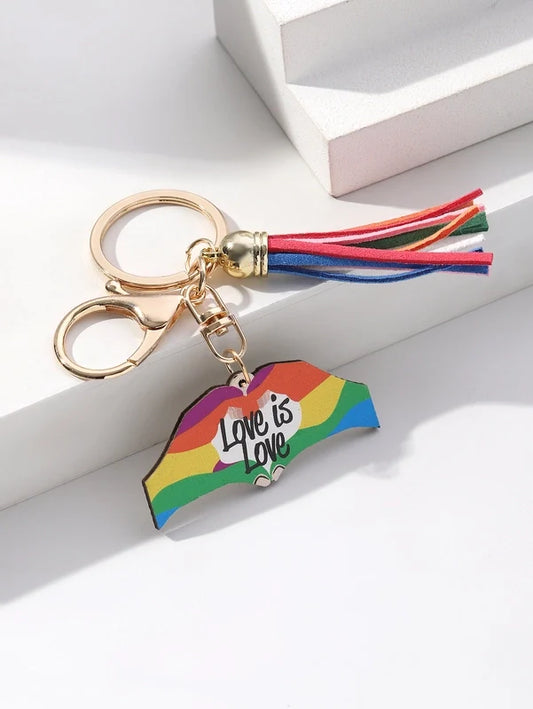 Rainbow Wood Unisex Bag Pendant Keychain