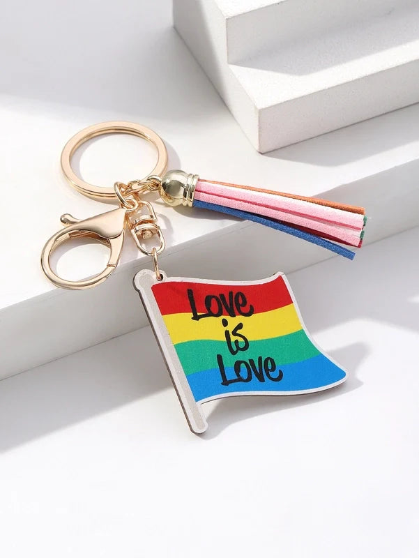 Rainbow Wood Unisex Bag Pendant Keychain