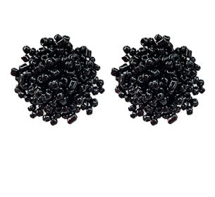 Beaded Pom Pom Earrings