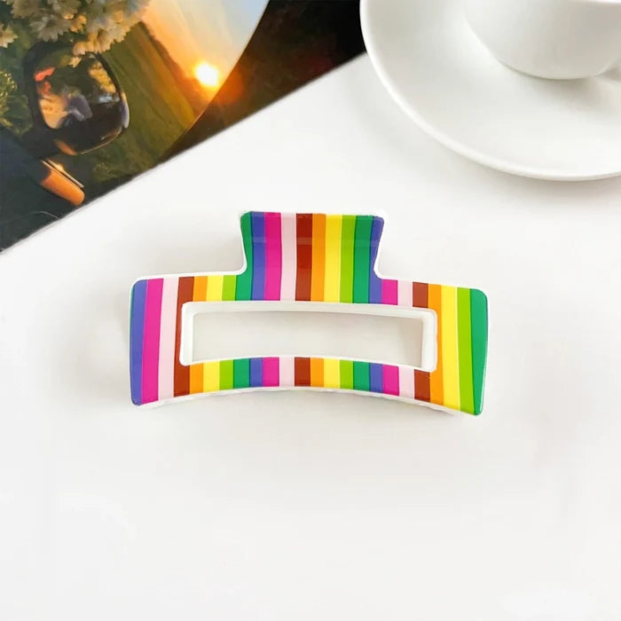Rainbow Plastic Hair Claws